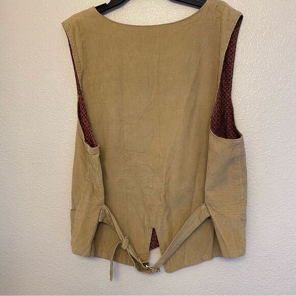 Tan Brown vintage corduroy wood button up character costume vest handmade L - Picture 2 of 6